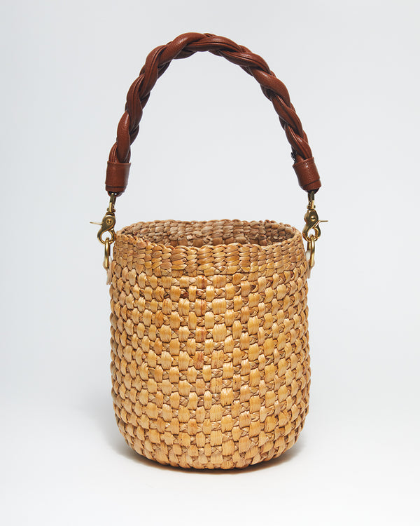 Clare V. Pot de Miel Top Handle Straw Basket Bag