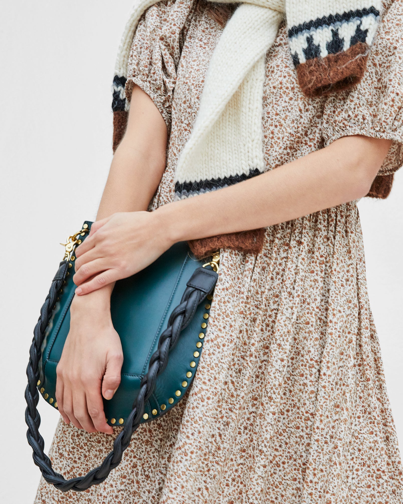Braided Woven Handbag Strap for Neonoe MM Real Leather 